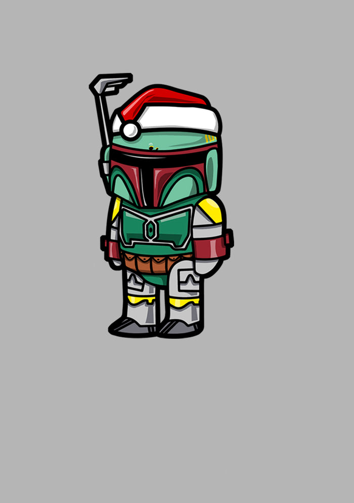 Fifth Sun Men's Star Wars Boba Fett Santa Hat Cartoon Pull Over Hoodie