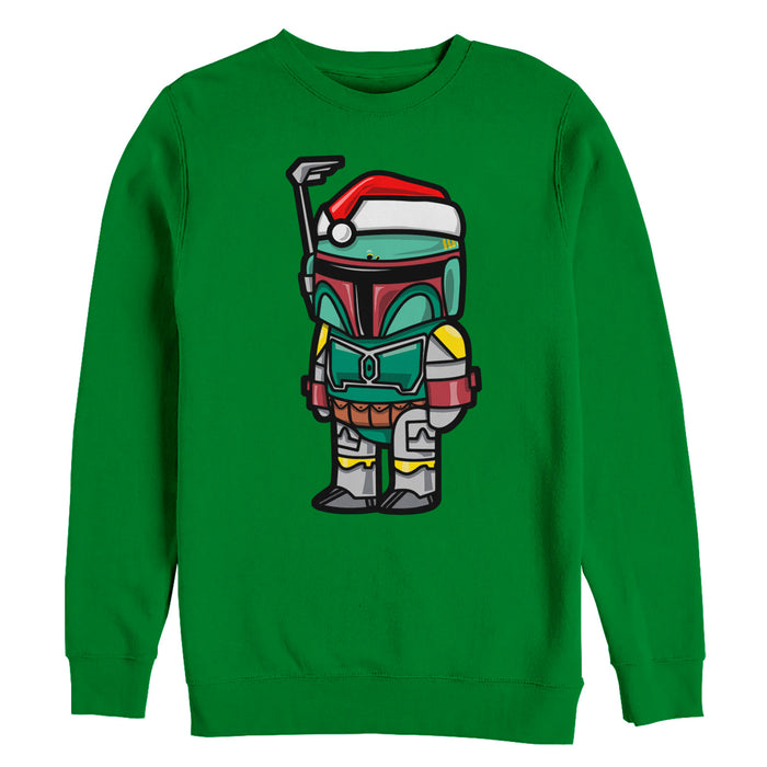 Fifth Sun Men's Star Wars Boba Fett Santa Hat Cartoon Sweatshirt
