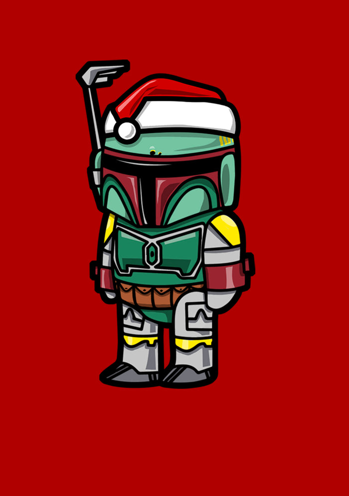 Fifth Sun Men's Star Wars Boba Fett Santa Hat Cartoon T-Shirt