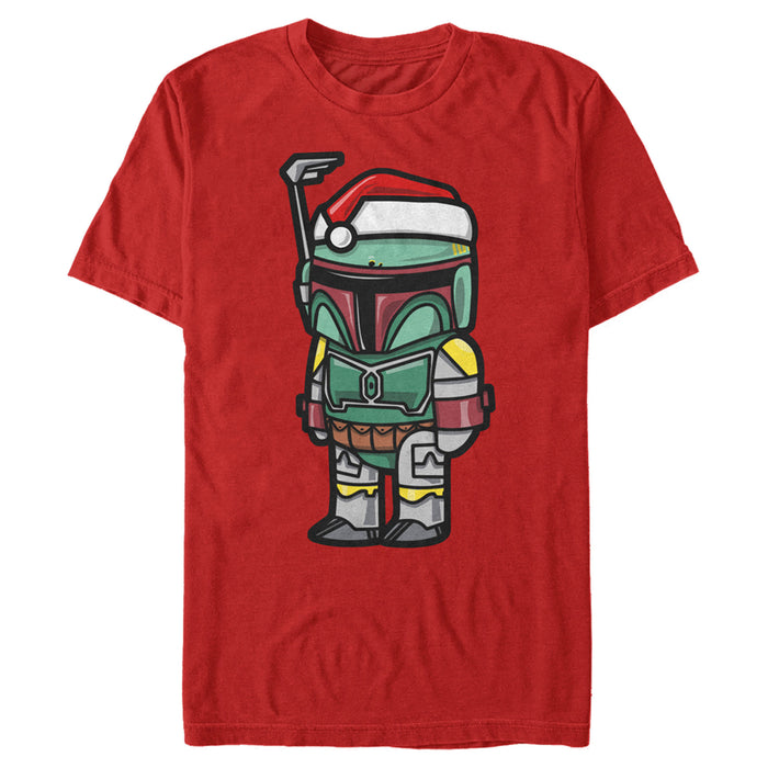 fifth sun Men's Star Wars Boba Fett Santa Hat Cartoon T-Shirt