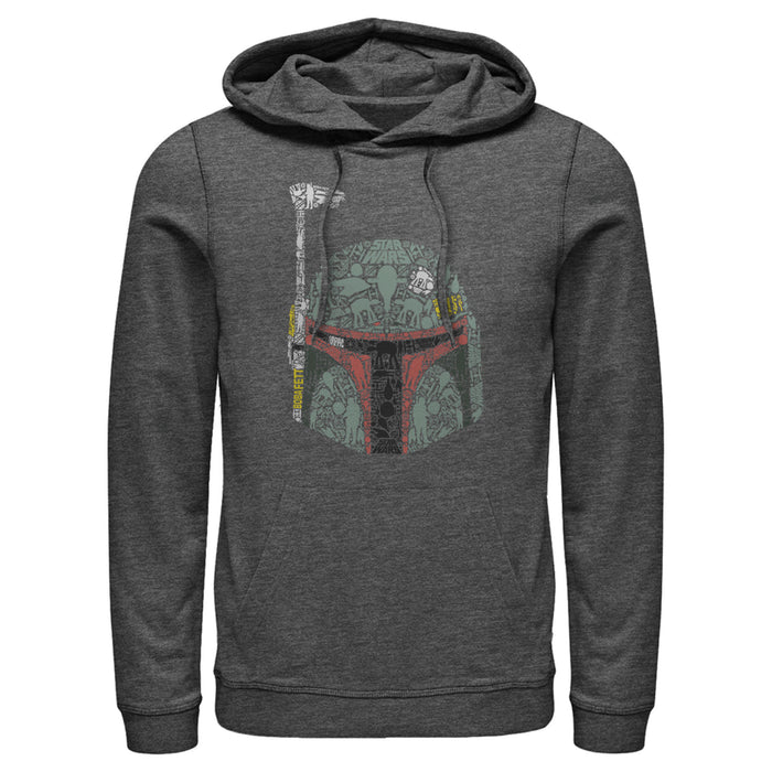 fifth sun Men's Star Wars Boba Fett Silhouette Helmet Fill Pull Over Hoodie