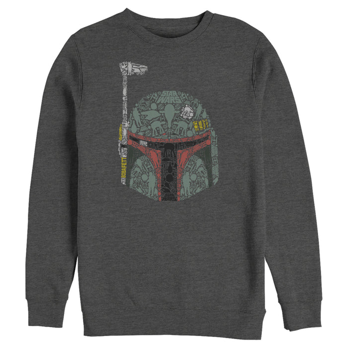 fifth sun Men's Star Wars Boba Fett Silhouette Helmet Fill Sweatshirt