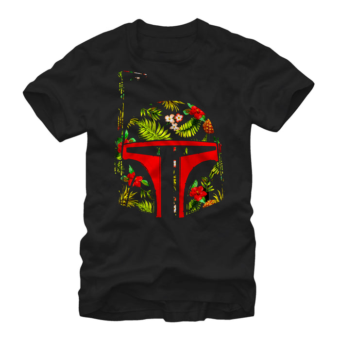 fifth sun Men's Star Wars Boba Fett Tropical Print Helmet T-Shirt