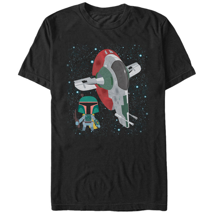 fifth sun Men's Star Wars Cartoon Boba Fett Slave I T-Shirt