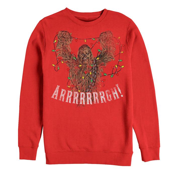 fifth sun Men's Star Wars Christmas Chewbacca Lights Sweatshirt