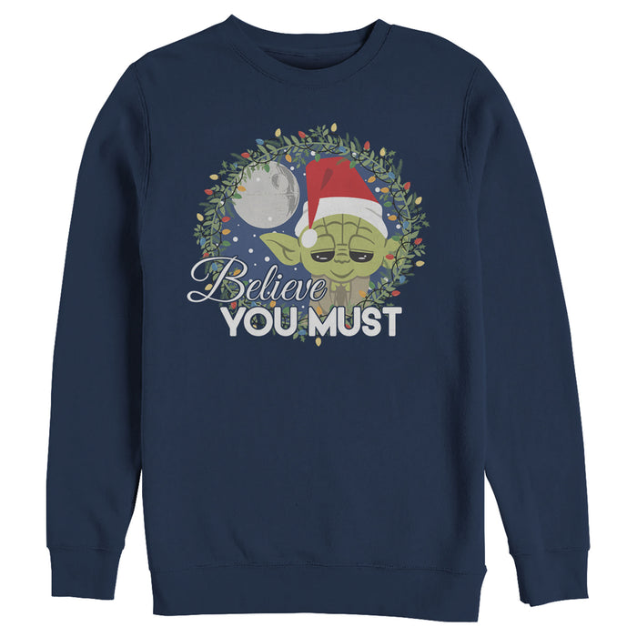 fifth sun Men's Star Wars Christmas Cute Yoda Wreath Sweatshirt