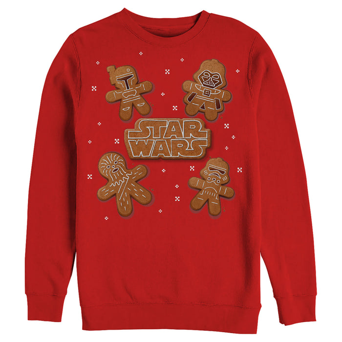 fifth sun Men's Star Wars Christmas Gingerbread Characters Sweatshirt