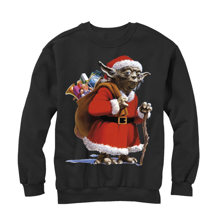 fifth sun Men's Star Wars Christmas Santa Yoda Sweatshirt