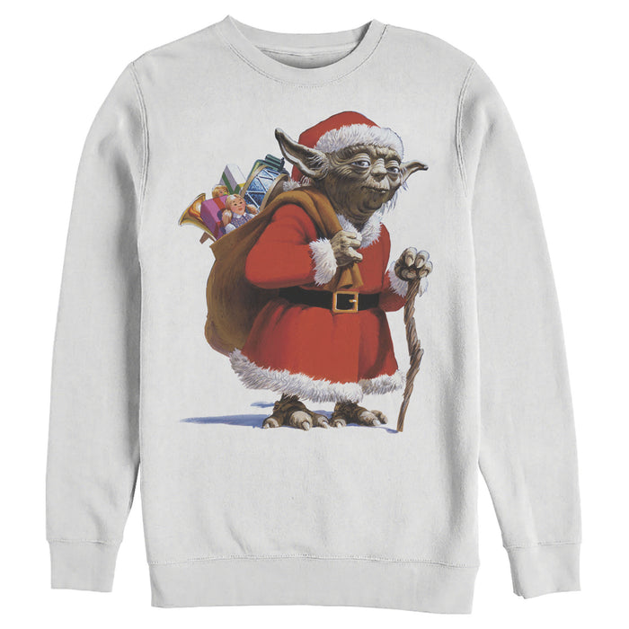 fifth sun Men's Star Wars Christmas Santa Yoda Sweatshirt