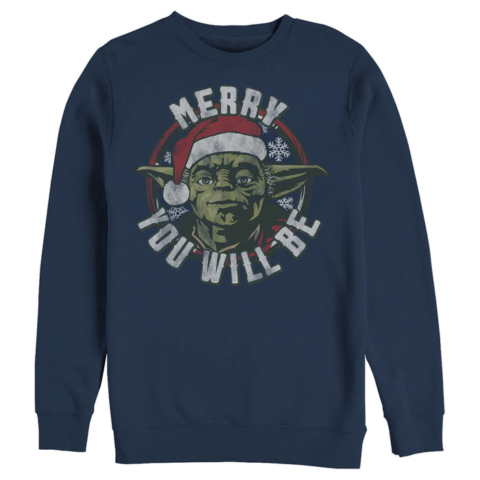 fifth sun Men's Star Wars Christmas Yoda Merry You Will Be Sweatshirt