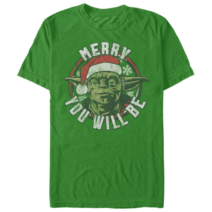 fifth sun Men's Star Wars Christmas Yoda Merry You Will Be T-Shirt