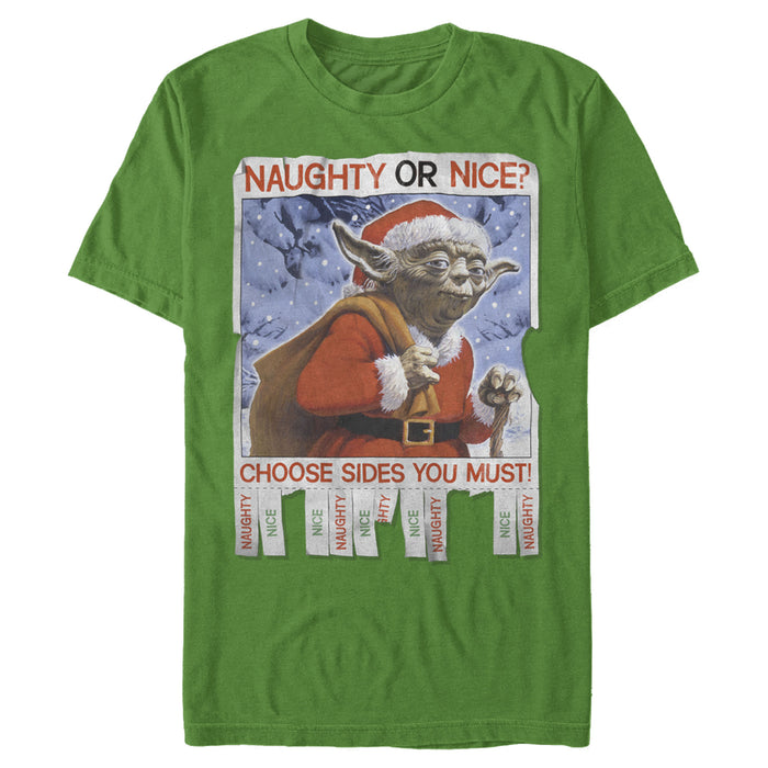 fifth sun Men's Star Wars Christmas Yoda Naughty or Nice T-Shirt