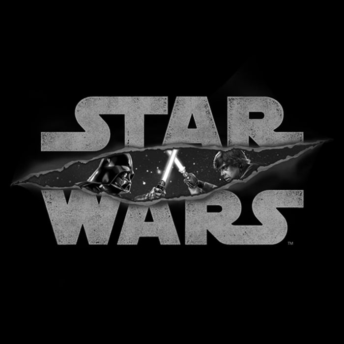 Fifth Sun Men's Star Wars Darth Vader And Luke Skywalker Distressed Logo Pull Over Hoodie