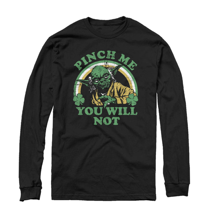 fifth sun Men's Star Wars Do Not Pinch Yoda Long Sleeve Shirt