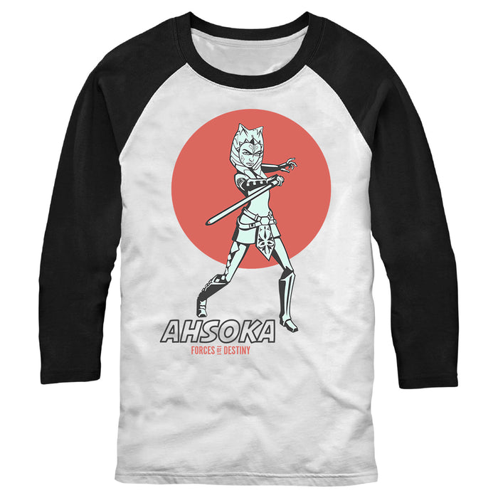 fifth sun Men's Star Wars: Forces of Destiny Ahsoka Pose Baseball Tee