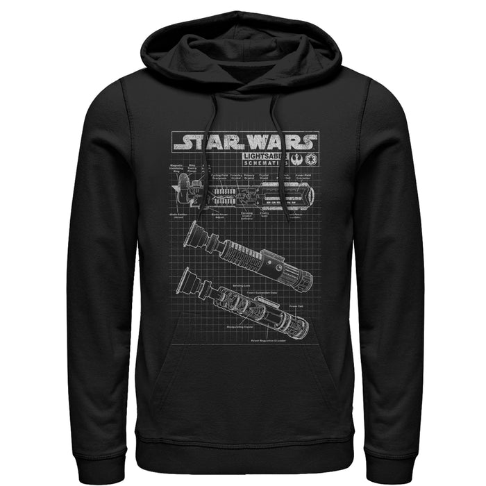 fifth sun Men's Star Wars Lightsaber Diagram Pull Over Hoodie