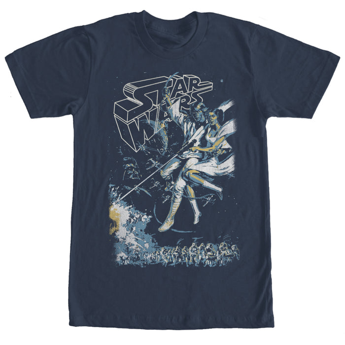 fifth sun Men's Star Wars Luke Skywalker and Princess Leia T-Shirt