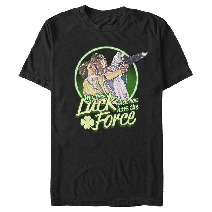 fifth sun Men's Star Wars Luke St. Patrick's Day Who Needs Luck When You Have The Force T-Shirt