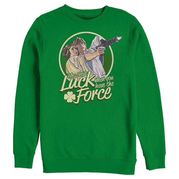 fifth sun Men's Star Wars Luke St. Patrick's Day Who Needs Luck When You Have The Force Sweatshirt