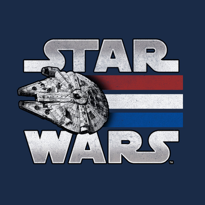 Fifth Sun Men's Star Wars Millennium Falcon Patriotic Stripes T-Shirt