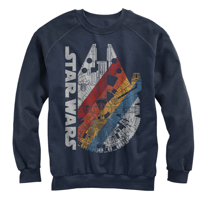 fifth sun Men's Star Wars Millennium Falcon Rainbow Sweatshirt
