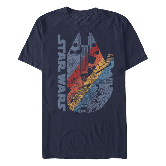 fifth sun Men's Star Wars Millennium Falcon Rainbow T-Shirt