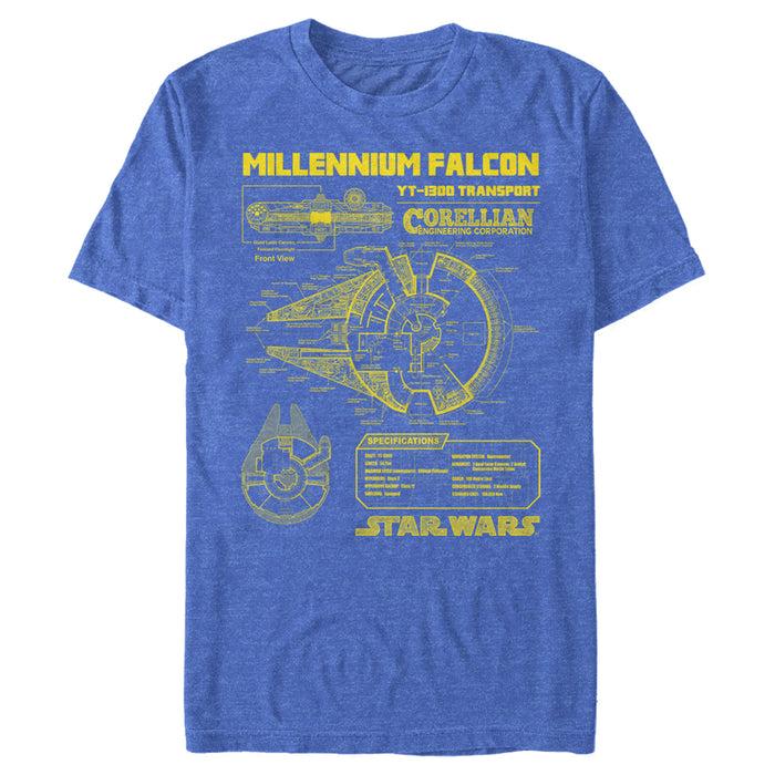 Fifth Sun Men's Star Wars Millennium Falcon Schematics T-Shirt