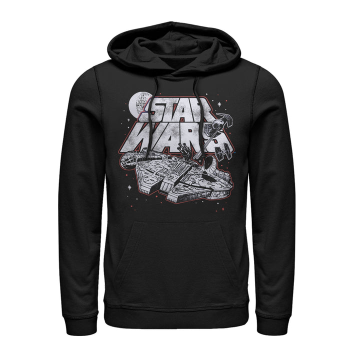 fifth sun Men's Star Wars Millennium Falcon TIE Advanced Pull Over Hoodie