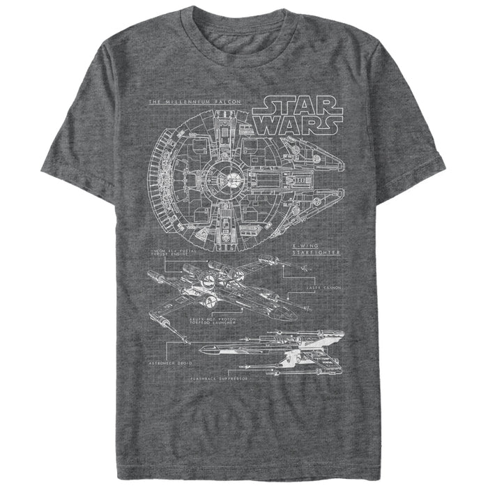 fifth sun Men's Star Wars Millennium Falcon X-Wing T-Shirt