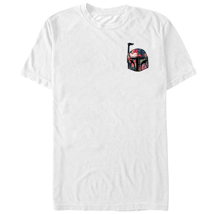 fifth sun Men's Star Wars Mini Floral Print Boba Fett Helmet T-Shirt