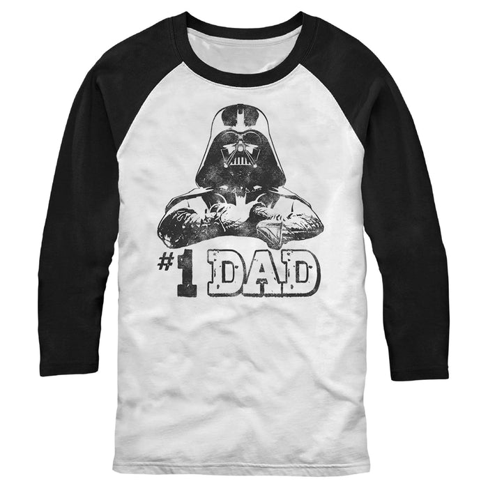 fifth sun Men's Star Wars Number One Dad Darth Vader Black Baseball Tee