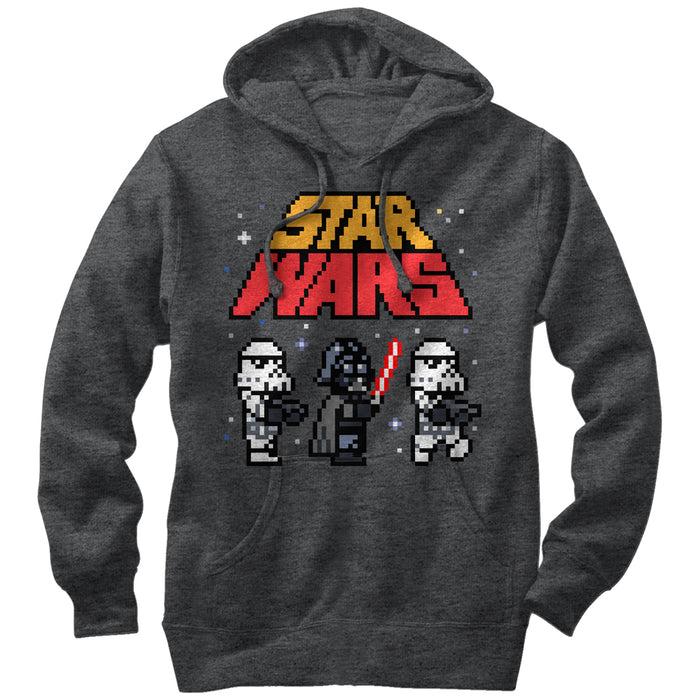fifth sun Men's Star Wars Pixel Darth Vader and Stormtroopers Pull Over Hoodie