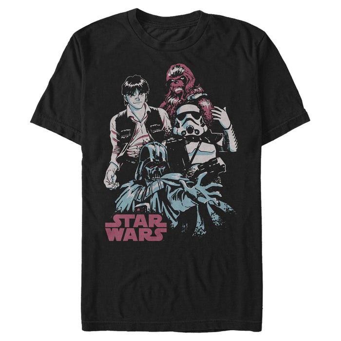 fifth sun Men's Star Wars Retro Animation Character Line-Up T-Shirt