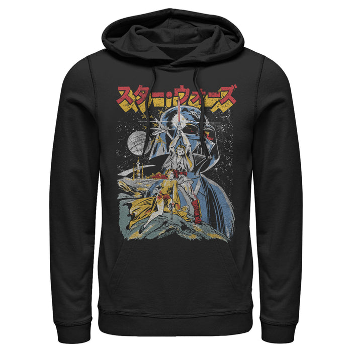 Fifth Sun Men's Star Wars Retro Darth Vader Kanji Poster Pull Over Hoodie
