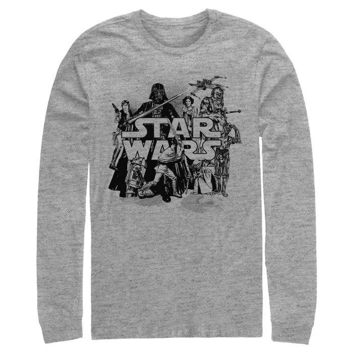 fifth sun Men's Star Wars Retro Favorites Collage Long Sleeve Shirt