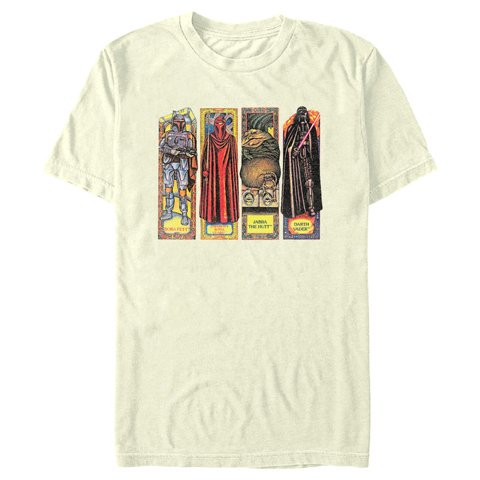 fifth sun Men's Star Wars: Return of the Jedi Return of the Jedi Retro Distressed Character Cards T-Shirt