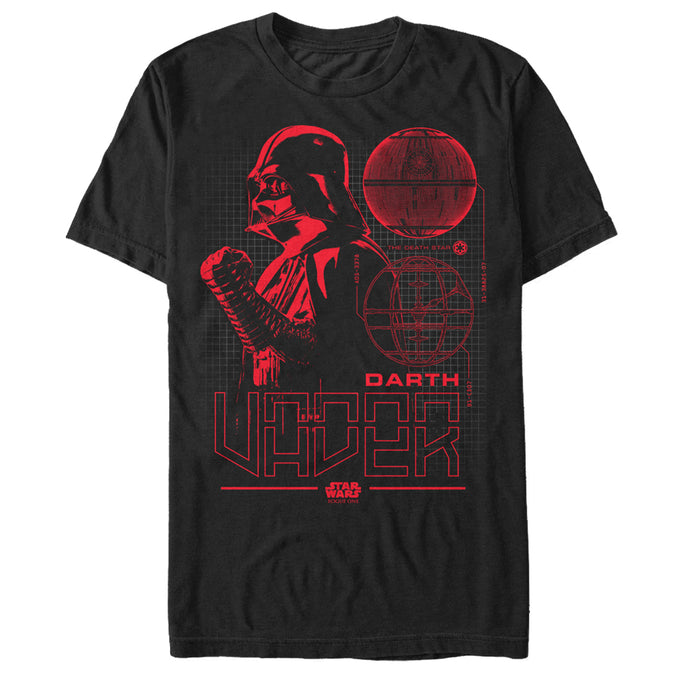 fifth sun Men's Star Wars Rogue One Darth Vader Death Star Plans T-Shirt