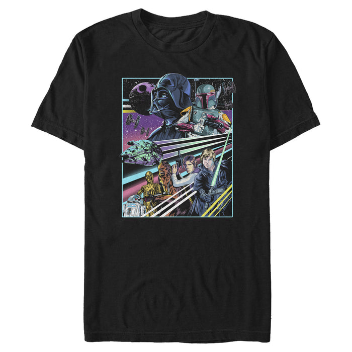 fifth sun Men's Star Wars Speed Stripe Character Collage T-Shirt