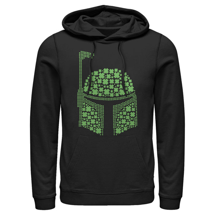 fifth sun Men's Star Wars St. Patrick's Day Boba Fett Clover Helmet Pull Over Hoodie