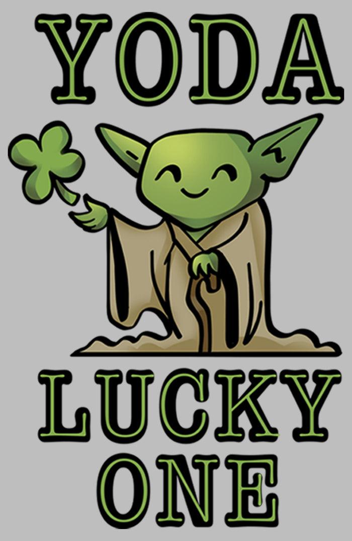 Fifth Sun Men's Star Wars St. Patrick's Day Cartoon Yoda Lucky One Long Sleeve Shirt