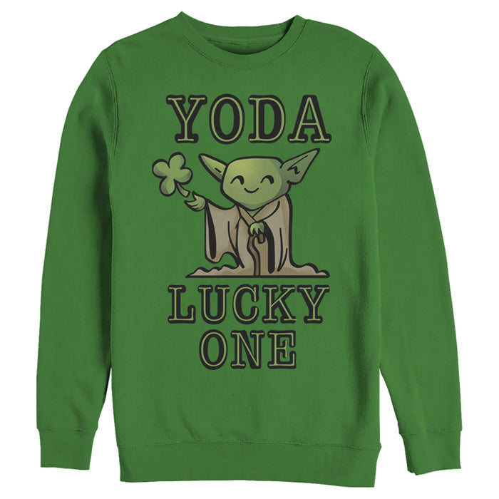 fifth sun Men's Star Wars St. Patrick's Day Cartoon Yoda Lucky One Sweatshirt