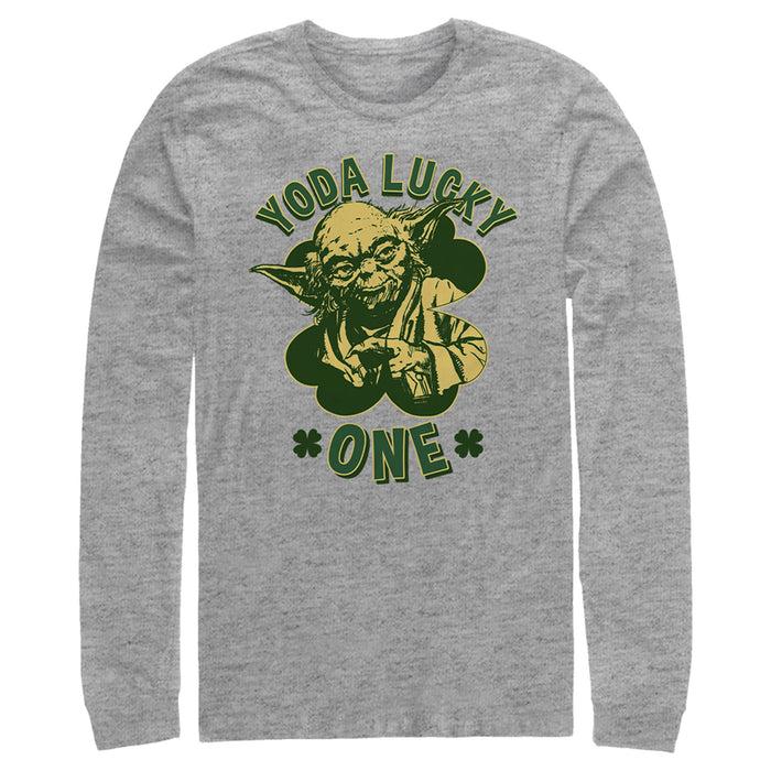 fifth sun Men's Star Wars St. Patrick's Day Yoda Lucky One Long Sleeve Shirt