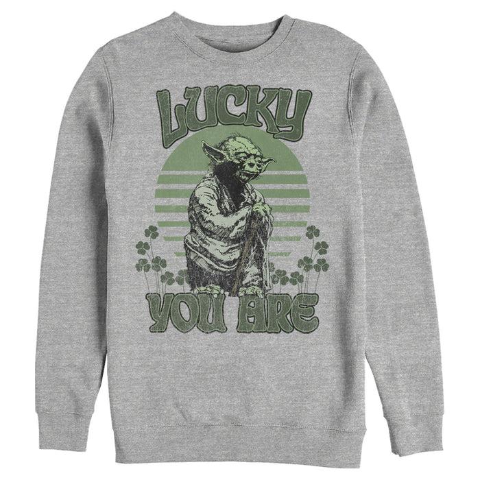 fifth sun Men's Star Wars St. Patrick's Day Yoda Lucky You Are Clovers Sweatshirt