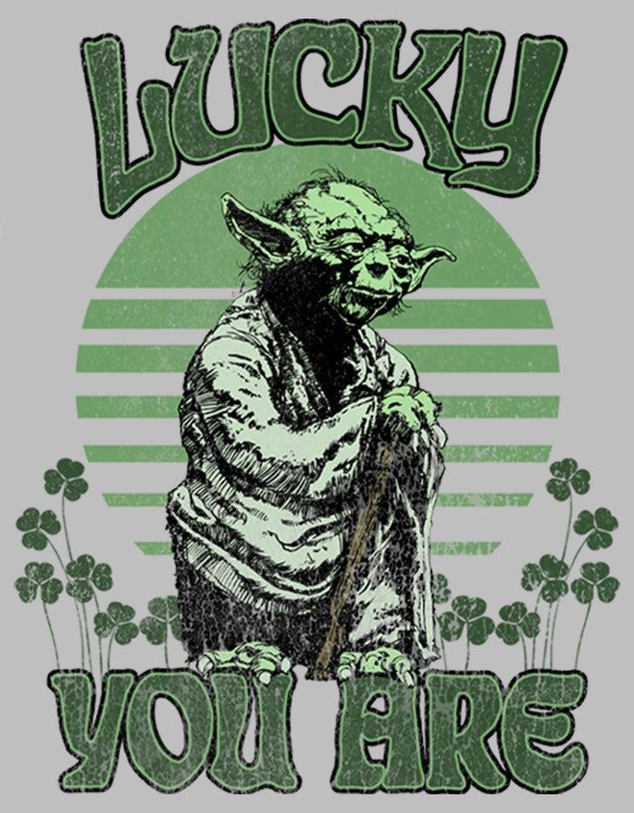 Fifth Sun Men's Star Wars St. Patrick's Day Yoda Lucky You Are Clovers Long Sleeve Shirt