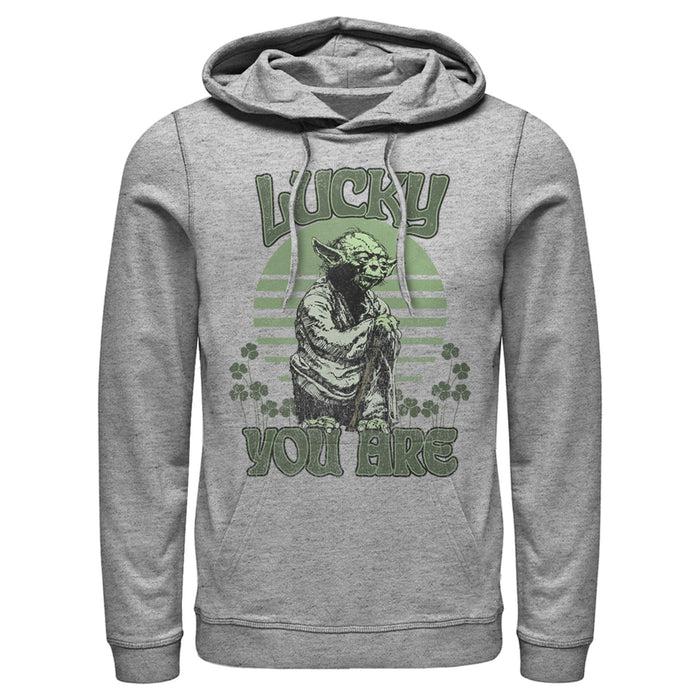 fifth sun Men's Star Wars St. Patrick's Day Yoda Lucky You Are Clovers Pull Over Hoodie