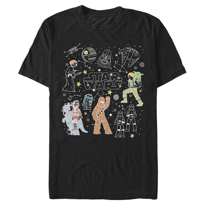fifth sun Men's Star Wars Starry Character Collage T-Shirt