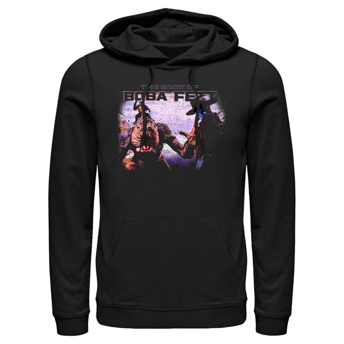 fifth sun Men's Star Wars: The Book of Boba Fett Cad Bane Rancor and Boba Standoff Pull Over Hoodie