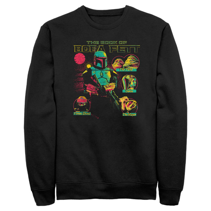 fifth sun Men's Star Wars: The Book of Boba Fett Distressed Character Line-up Sweatshirt