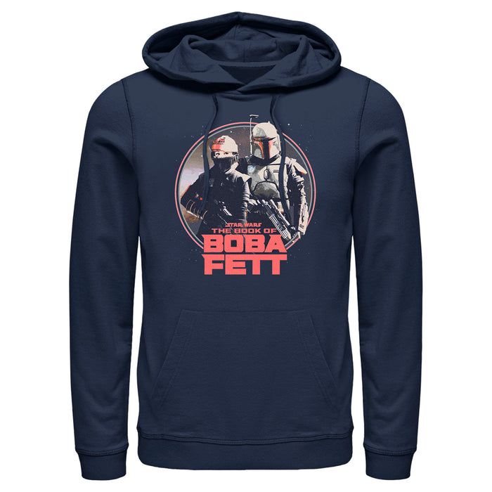 fifth sun Men's Star Wars: The Book of Boba Fett Fennec and Boba Classic Circle Pull Over Hoodie