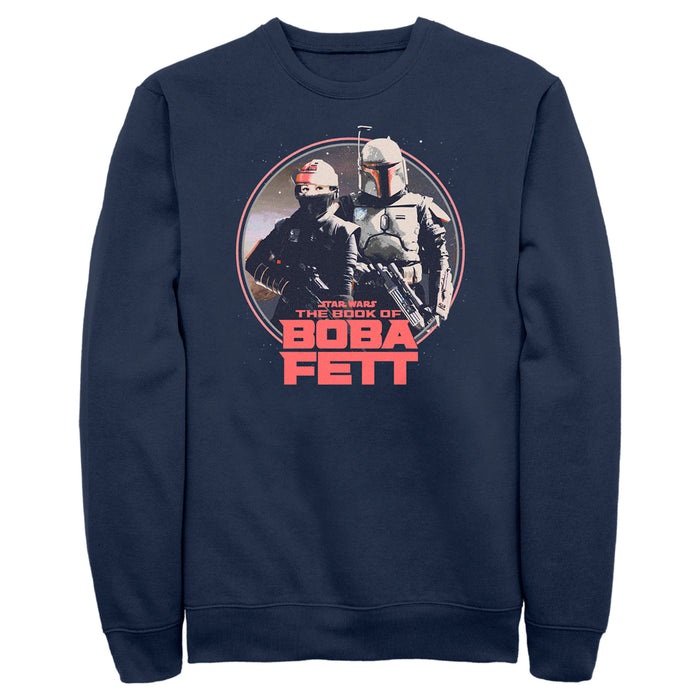 fifth sun Men's Star Wars: The Book of Boba Fett Fennec and Boba Classic Circle Sweatshirt